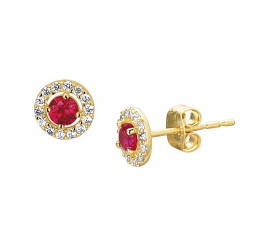 La collection de bijoux Ear Studs Syn. Rubis Et Zircone - Or Jaune