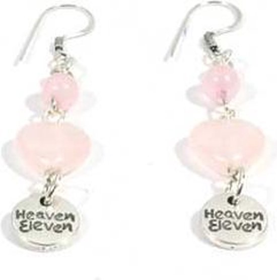Heaven Eleven - oorbel - hanger hartje rozequarts