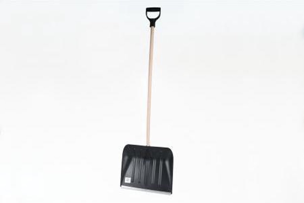 Kortpack - Sneeuwschuiver - met houten steel - zwarte kunststof schep - met beschermstrip - (099.9998)