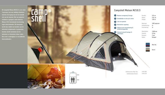 | CampShell Molson Blue Sky M210.3 CampShell Molson 210 bij OutdoorXL | Va € 50 gratis verzending