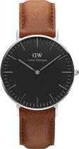 Daniel Wellington DW00100144 Classic Black Durham - Horloge - Leer - Bruin - Ø 36 mm