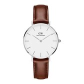 Daniel Wellington Petite Silver St Mawes White DW00100187 - Horloge - 32mm - Leer - Bruin