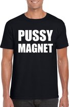 Pussy magnet tekst t-shirt zwart heren XXL
