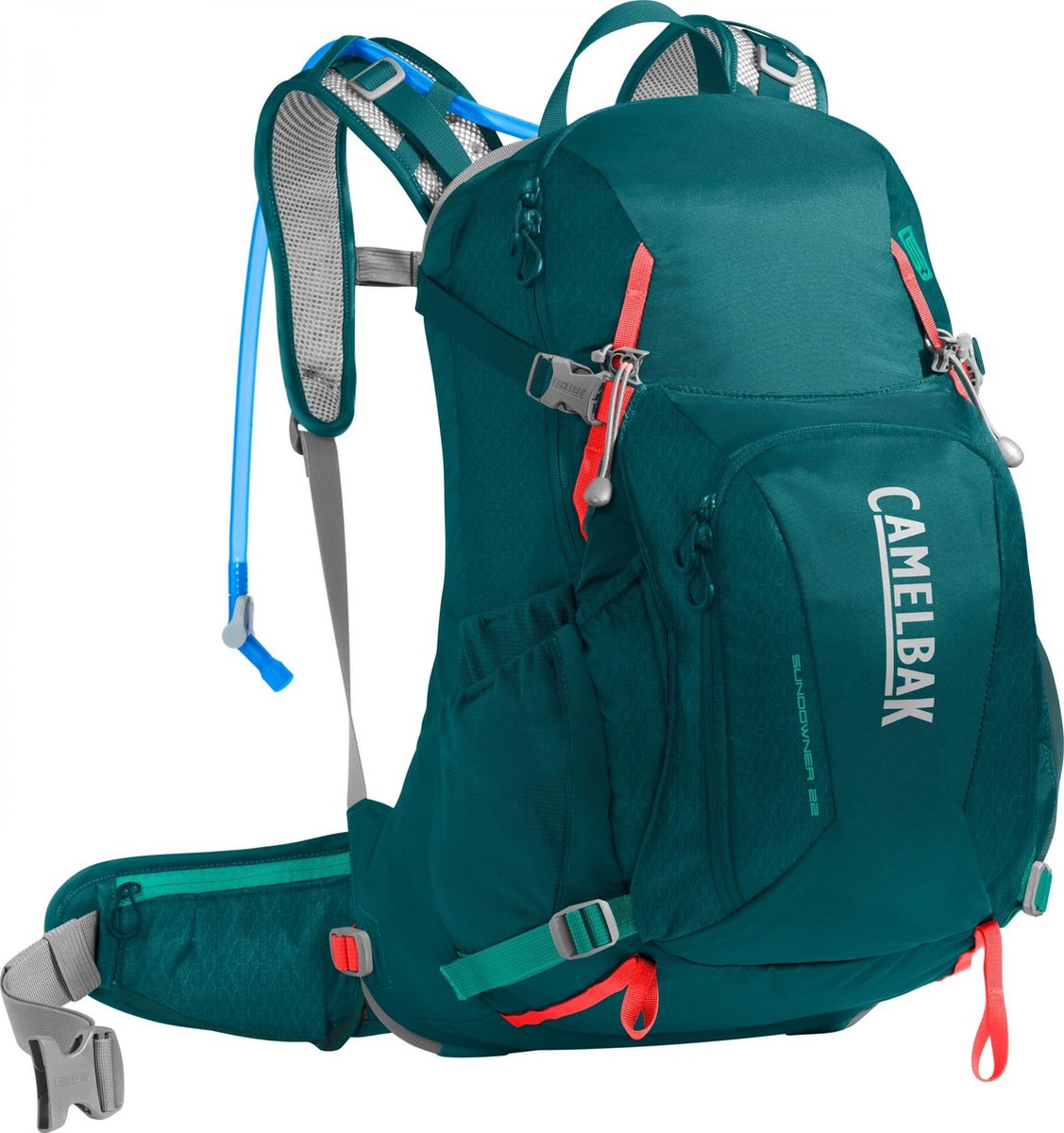 CamelBak Sundowner LR 22 - Drinkrugzak - 22 L - Groen / Rood (Deep Teal / Hot Coral)