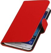 Effen Bookstyle Hoes Geschikt voor Samsung Galaxy J7 Rood