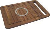 Snijplank 46x30xH2cm hout met ring in inox Fromage