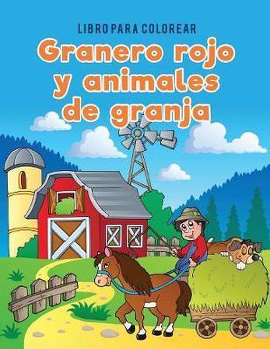 Libro para colorear granero rojo y animales de granja - cover