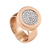 Quiges RVS Schroefsysteem Ring Rosékleurig Glans 17mm met Verwisselbare Zirkonia Wit 12mm Mini Munt