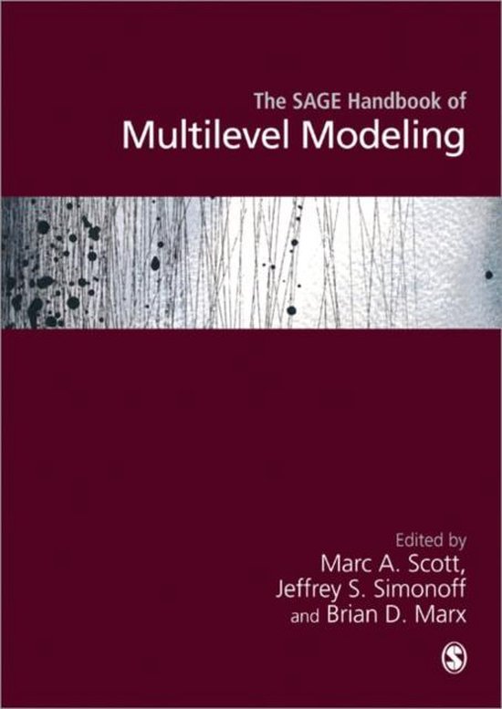 Het SAGE Handboek van Multilevel Modellering, met een rode omslag, een gestreepte band en een inscriptie in witte letters.