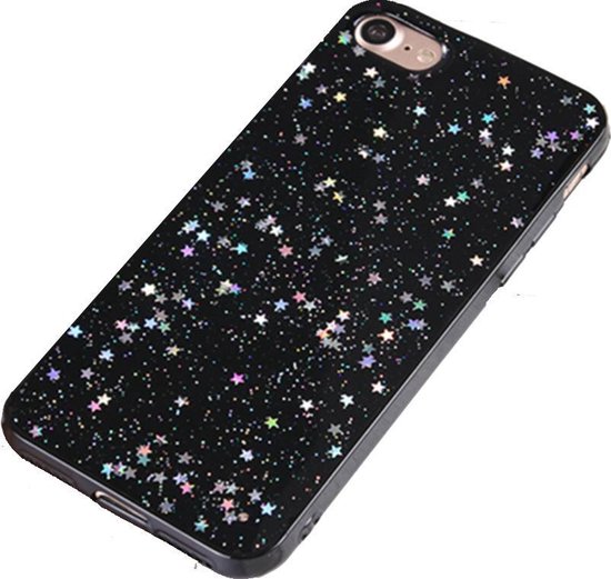 Luxe Glitter Case Apple iPhone 6 - iPhone 6s Hoogwaardig hoesje - Zwart met... | bol.com