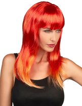 Vegaoo - Rode pruik met lange haren voor dames - Gekleurd - One Size