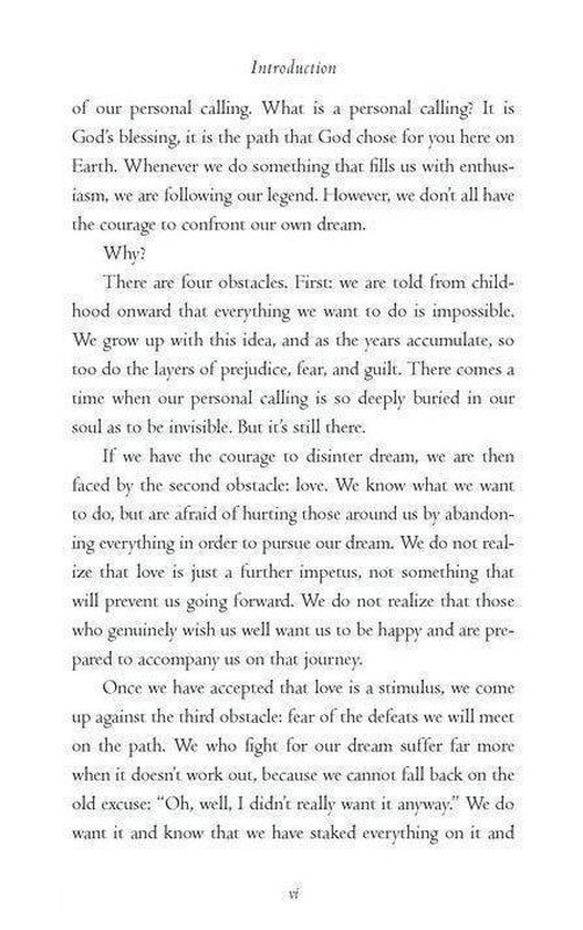 Introductie van 'The Alchemist' van Paulo Coelho, over persoonlijke roeping en obstakels.
