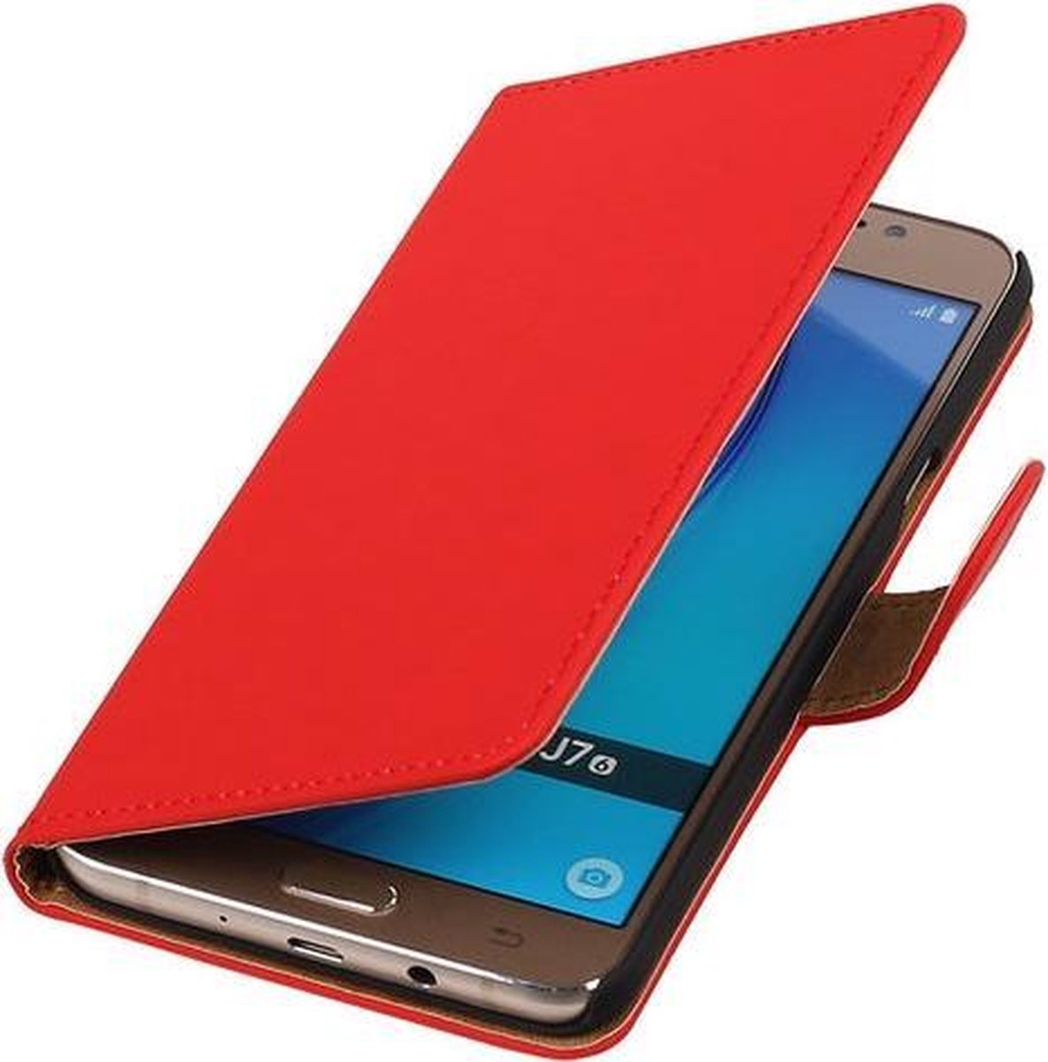 Rood Effen booktype cover hoesje voor Samsung Galaxy J7 2016