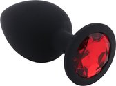 Banoch - Buttplug Penumbra Red Large – Siliconen buttplug Zwart - Diamant steen - Rood