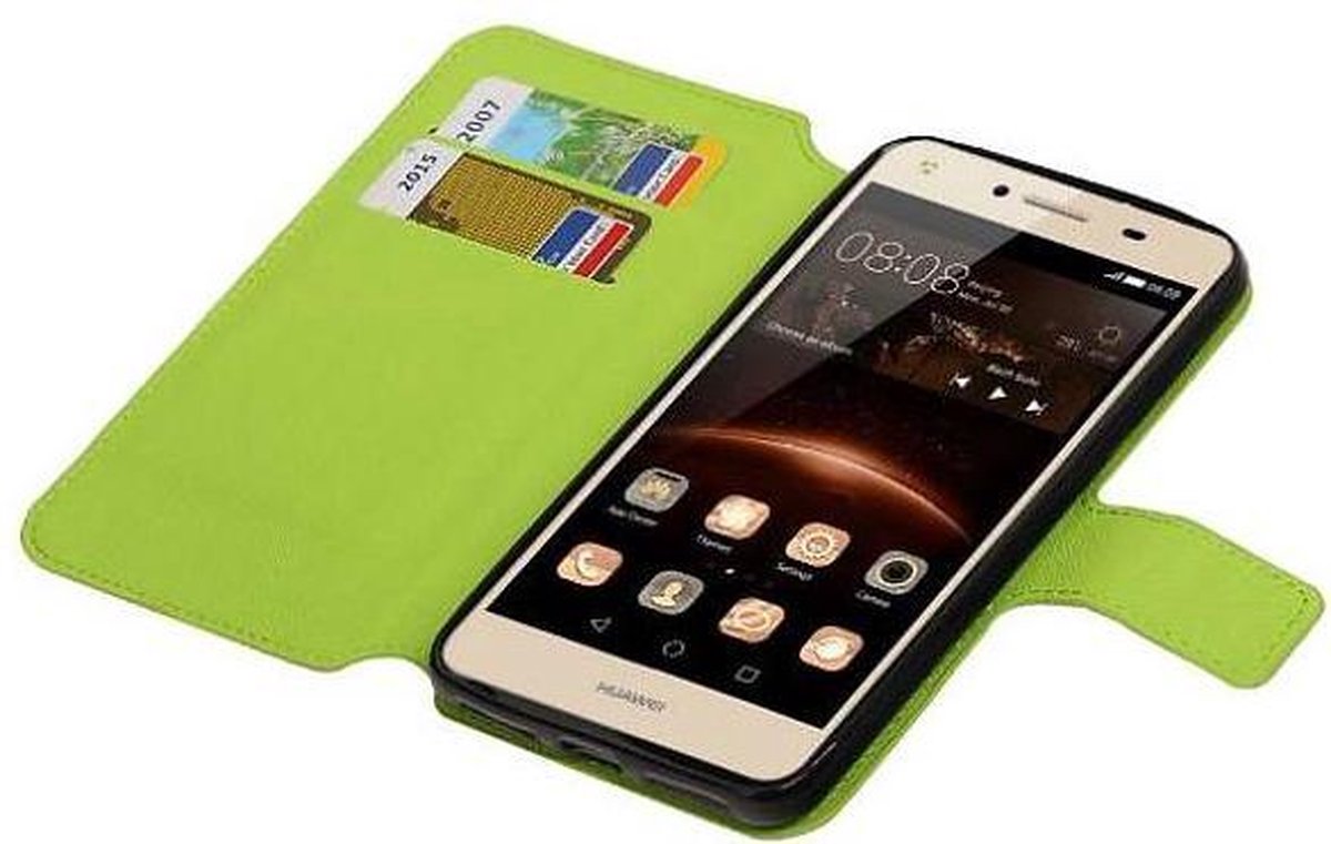 Cross Pattern TPU Bookstyle Wallet Case Hoesje Geschikt voor Huawei Y5 II Groen