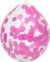 4x stuks transparante ballonnen roze confetti snippers 30 cm - meisjes geboorte feestartikelen/versiering