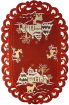 Couverture de Noël - Aspect lin - Cerf - Rouge - Chemin 45 cm x 40 cm - 8837