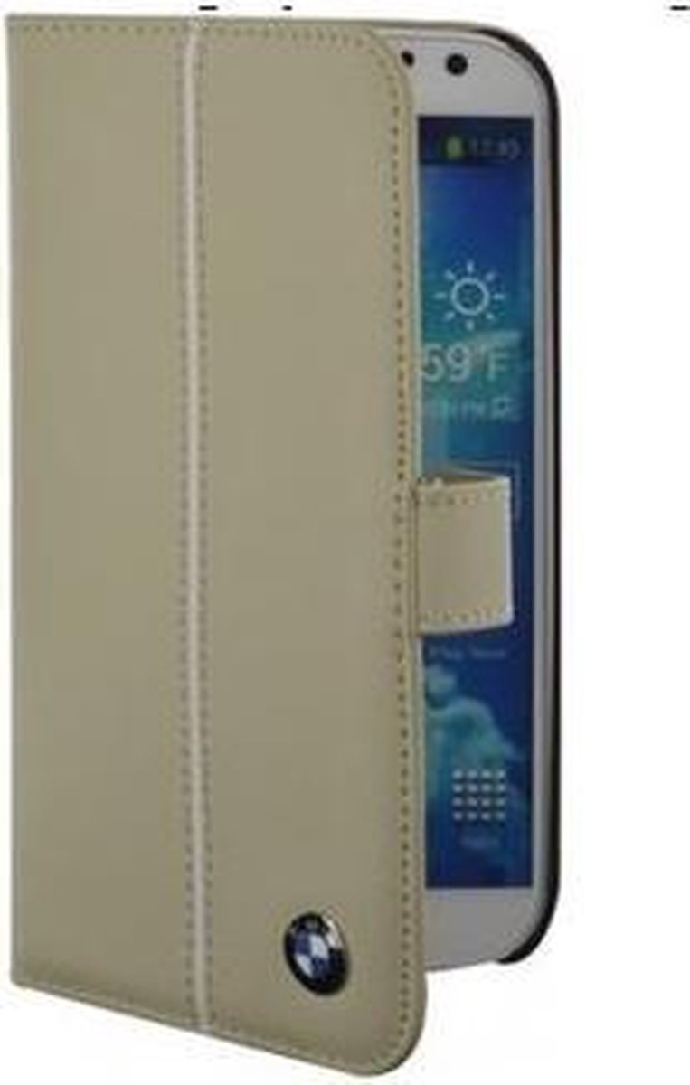 MP Case BMW Originele Bookstyle Leather Hoesje Samsung Galaxy S4 i9500 Creme
