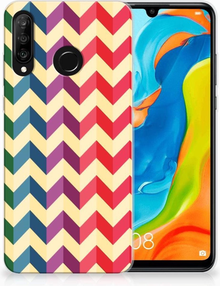 Huawei P30 Lite TPU bumper Zigzag Multi Color