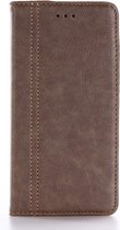 Shop4 - iPhone 8 Plus Hoesje - Wallet Case Retro Lychee Donker Bruin