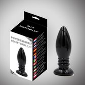 Power Escorts - Rocket Drill - Flexibele/Stevige - Anal Plug - Buttplug - Starterplug - Anaal plug - Beads butt plug - 3.4 Inch / 8,7  cm - BR118 - Zwart - Ribbel plug Design - sto