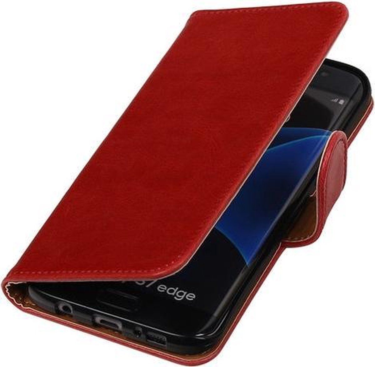 Rood Pull-Up PU booktype wallet cover hoesje voor Samsung Galaxy S7 Edge
