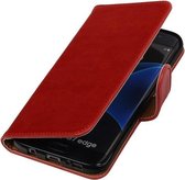 Rood Pull-Up PU booktype wallet cover cover voor Samsung Galaxy S7 Edge
