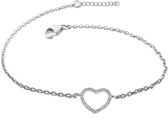 Silventi 910471920 Zilveren armband Hart Wit CZ 17+3CM Rhodium