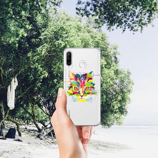 Coque pour Huawei P30 Lite Housse en Cuir Etui de Protection Couleur Cat