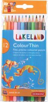 Derwent Potloden Lakeland Colourthin - Met 12 Kleurpotloden - Zacht en Mengbaar - Meerkleurig