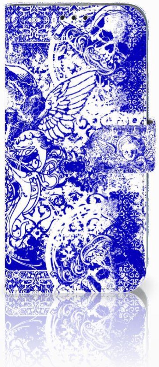 Telefoonhoesje met Naam Honor 10 Lite Angel Skull Blauw
