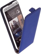 LELYCASE Flip Case Lederen Cover HTC One Mini Blauw