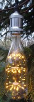 Luxe retro zilver kleurige fitting E27 met stoffen aansluitsnoer en bijbehorende plafondkap. Wordt met sierlijke retro led fles als lamp geleverd. Als u het wilt kunt u aan deze fitting ook e