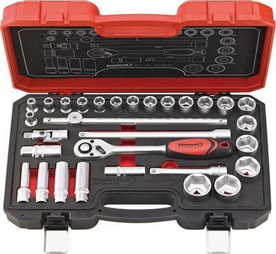 "Dopsleutelset 1/2"" 30-dlg. FORMAT"