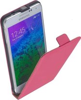 Lederen Roze Samsung Galaxy Alpha Flip Case Cover Hoesje