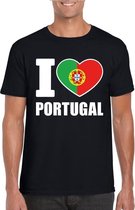 Zwart I love Portugal supporter shirt heren - Portugees t-shirt heren L