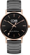 CO88 Collection Horloges 8CW 10091 Horloge met Metalen Elastische Band - Ã˜36 mm - Zwart / RosÃ©kleurig