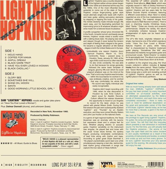 Mojo Hand Hq (LP), Lightnin' Hopkins LP (album) Muziek