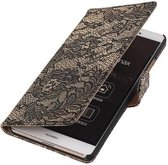 Lace Bookstyle Wallet Case Hoesjes voor Huawei P8 Max Zwart