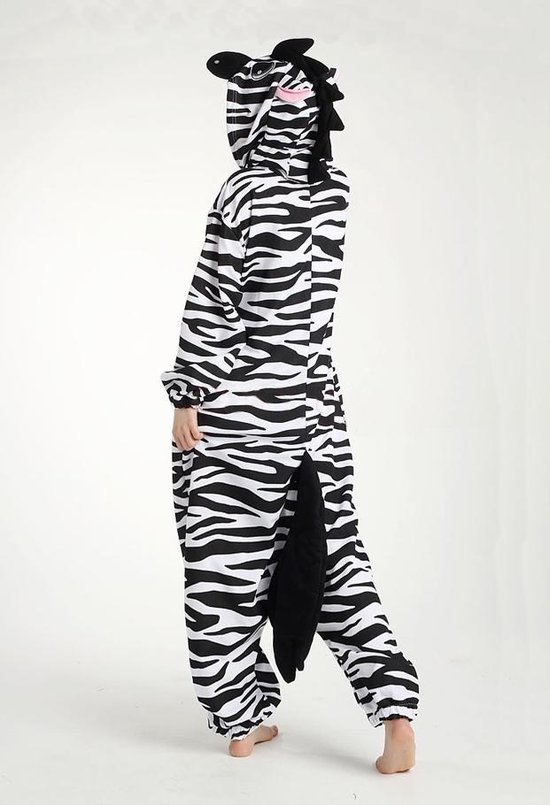 Stoutmoedig Kinderdag lettergreep KIMU Onesie zebra pak kostuum zwart wit gestreept - maat XS-S - zebrapak  jumpsuit huispak | bol.com