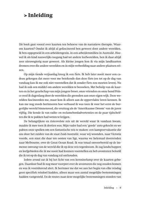 Pagina met de titel '> Inleiding' uit het boek 'Narratieve therapie in de praktijk'.