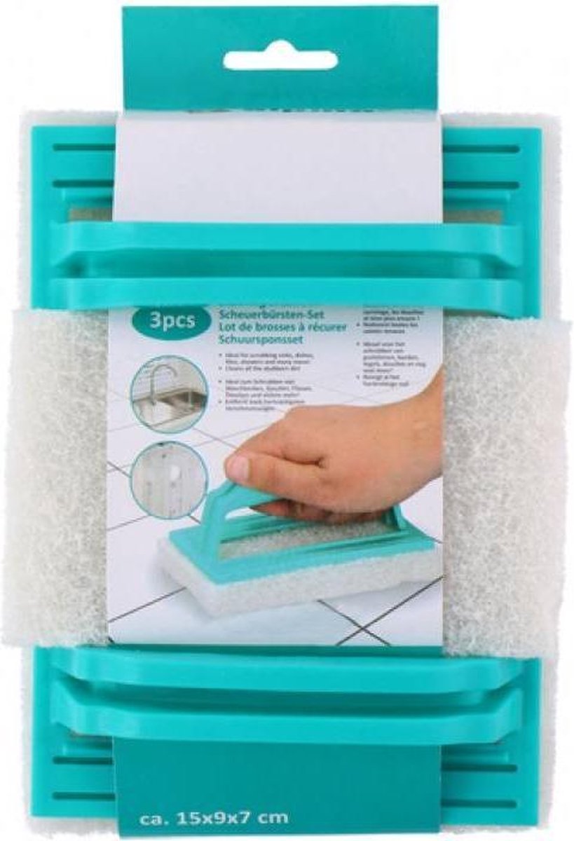 Goedkoopste Alpina Schuurspons met handgreep - Krasvrij - 15x9x2 cm - Wit - 3 stuks