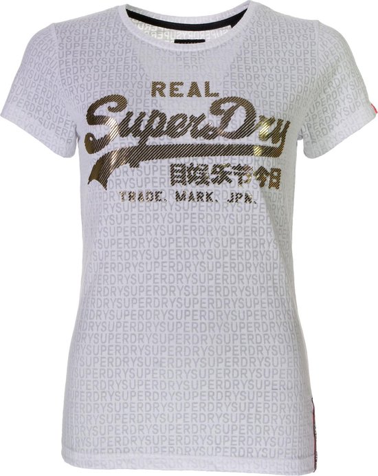 Superdry T-shirt - Maat L - Vrouwen - wit/ goud | bol.com