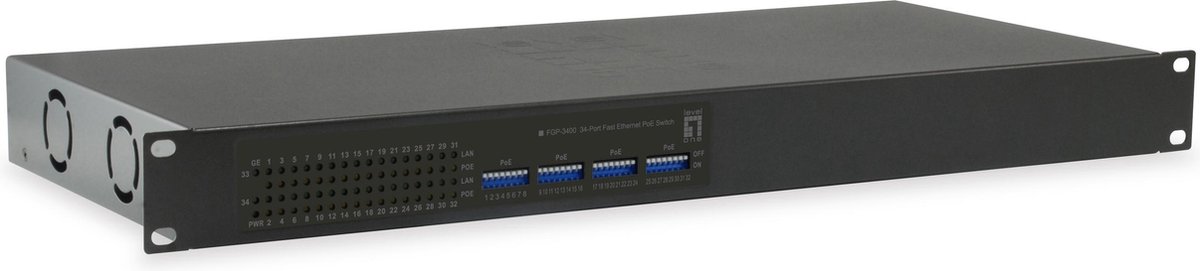 LevelOne FGP-3400W250 34-Port Fast Ethernet PoE Switch [32x FE PoE Outputs, 2x SFP Gigabit, Jumbo]