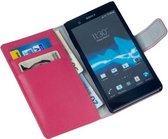 LELYCASE Bookstyle Wallet Case Flip Cover Bescherm Sony Xperia Z Pink