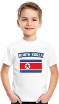 T-shirt met Noord Koreaanse vlag wit kinderen XS (110-116)