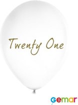 Ballonnen Twenty One Wit met opdruk Goud (helium)