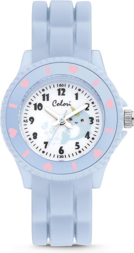 Colori Kidz 5 CLK114 Kinderhorloge met Walvis - Siliconen Band - Ø 30 mm - Blauw