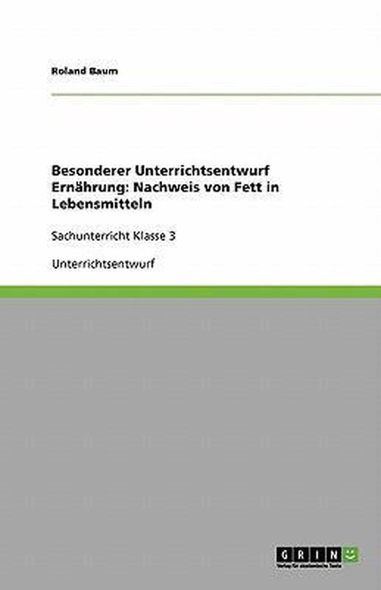 Besonderer Unterrichtsentwurf Ern hrung - cover