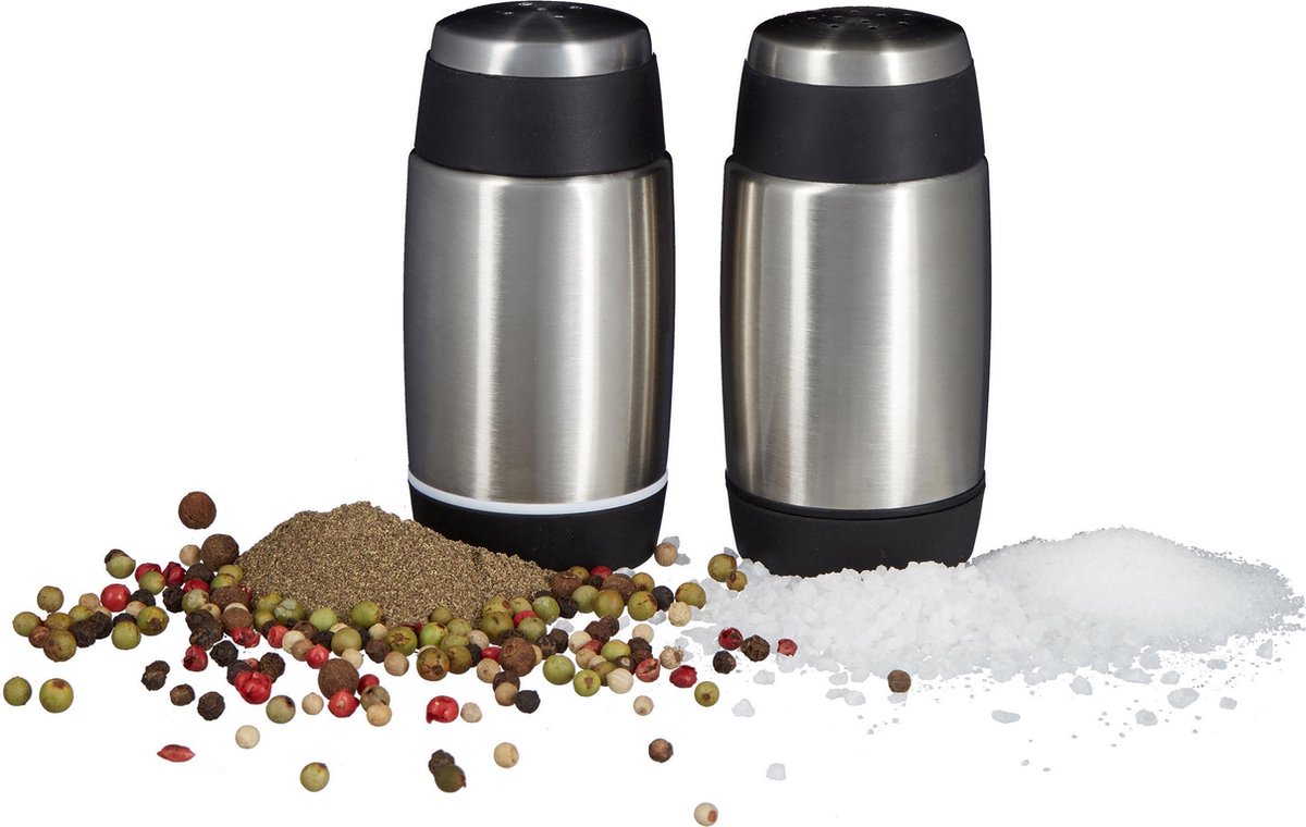 Zout- En Peperstrooier, Set Van 2, 90 Ml, Strooier Van Glas En Roestvrij Staal Zoutvaatje Met Middendeksel Kruidenstrooier Kruidenpotjes Wit Zwart
